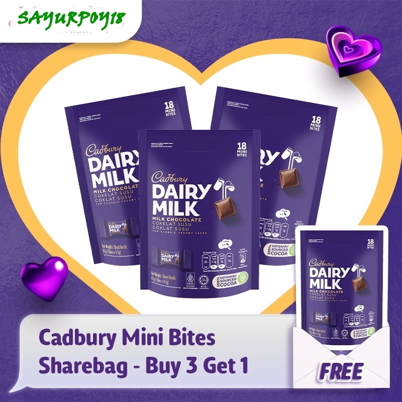 

Cadbury Dairy Milk Cokelat Mini Bites Sharebag Isi 18 - Buy 3 Get 1