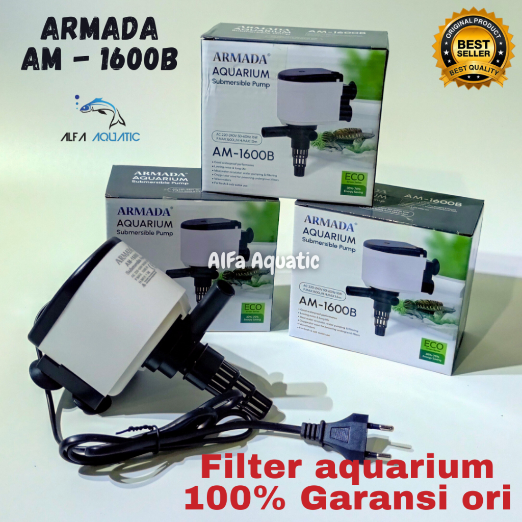 ARMADA AM 1600 B - Pompa Air Aquarium/ Mesin Filter Aquarium/ Pompa Celup/ 100% Original