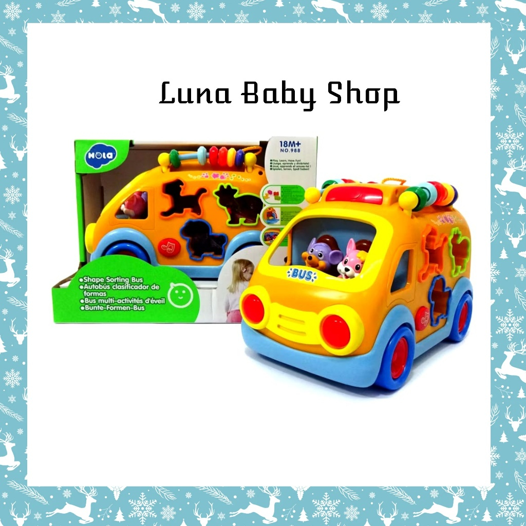 Hola Shape Sorting Bus 988/Mainan Bus Belajar Bentuk 18M+