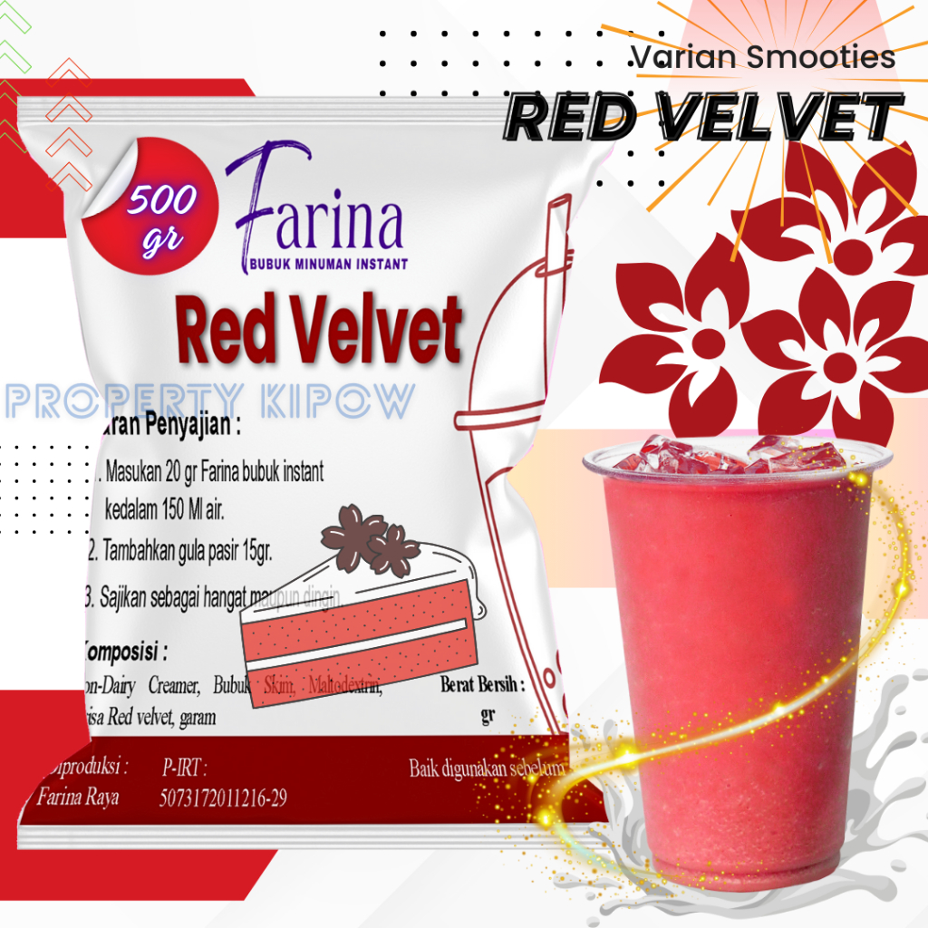 

FARINA Bubuk Minuman Red Velvet - Bubuk Minuman Red Velvet 500gr Plain