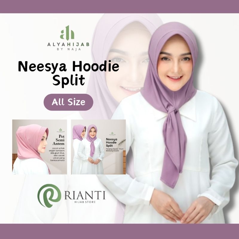 Hijab Nyaman - Neesya Hoodie Split - Alya Hijab by Naja