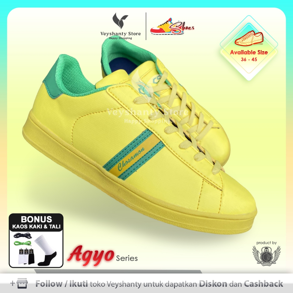 [VEYSHANTY] Sepatu Pria Wanita CS Agyo Premium Quality - Warna Kuning Hijau | Casual | Sport | Fashi