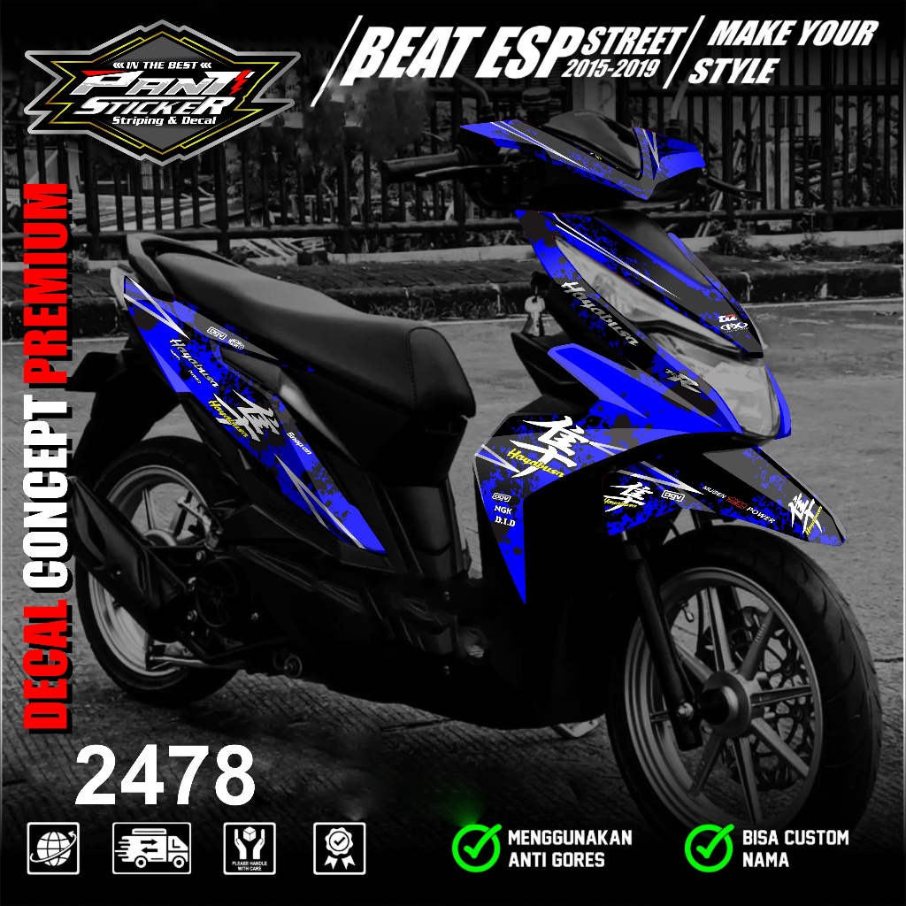 TERBARU Decal Sticker Honda Beat Esp Street 2016 2017 2018 2019 Full body - Stiker Skotlet Variasi M