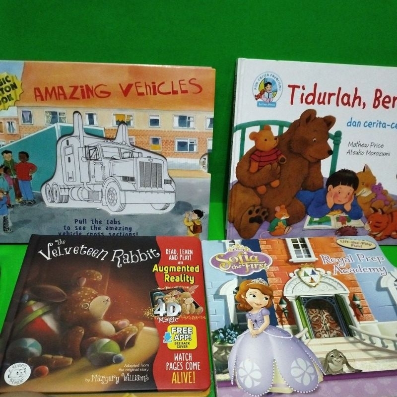 Buku anak Preloved Bahasa Inggris/Indonesia (600 gr) Sound, Board Book, Pop Up, Hard Cover Soft Cove