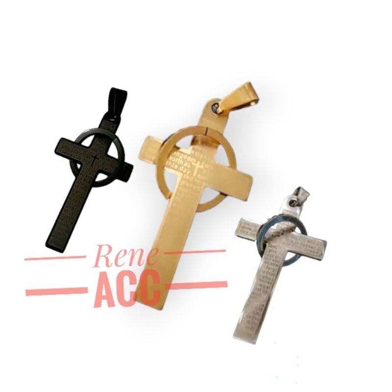 Liontin Salib Cincin Unik Titanium Pria wanita Anti karat selamanya