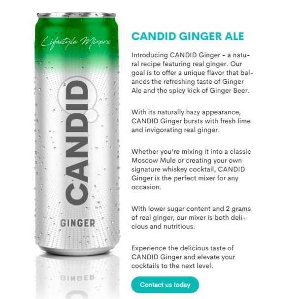 

MIXER Candid Ginger Ale 250mL mixers soda drink - 1 Dus 24 Kaleng