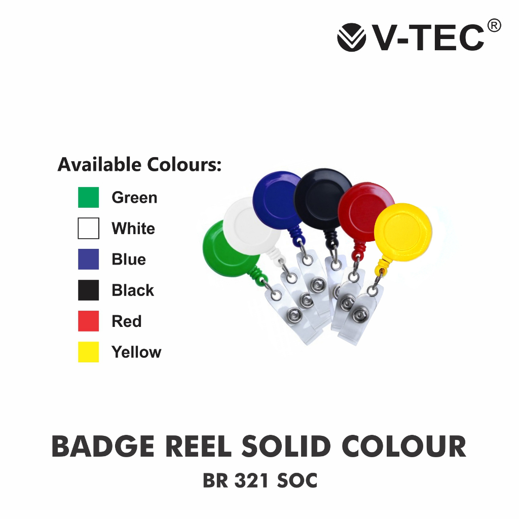 

V-TEC BADGE RAIL WARNA SOLID - JEPITAN YOYO ID CARD - PENJEPIT ID CARD