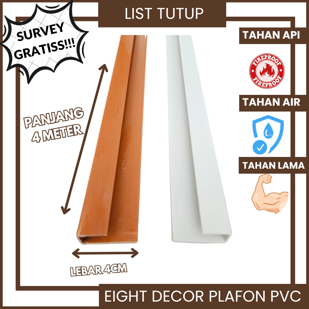 List Tutup Plafon PVC 4 Meter/Lis Plafon PVC Sambungan/Dekorasi Kamar Elegan