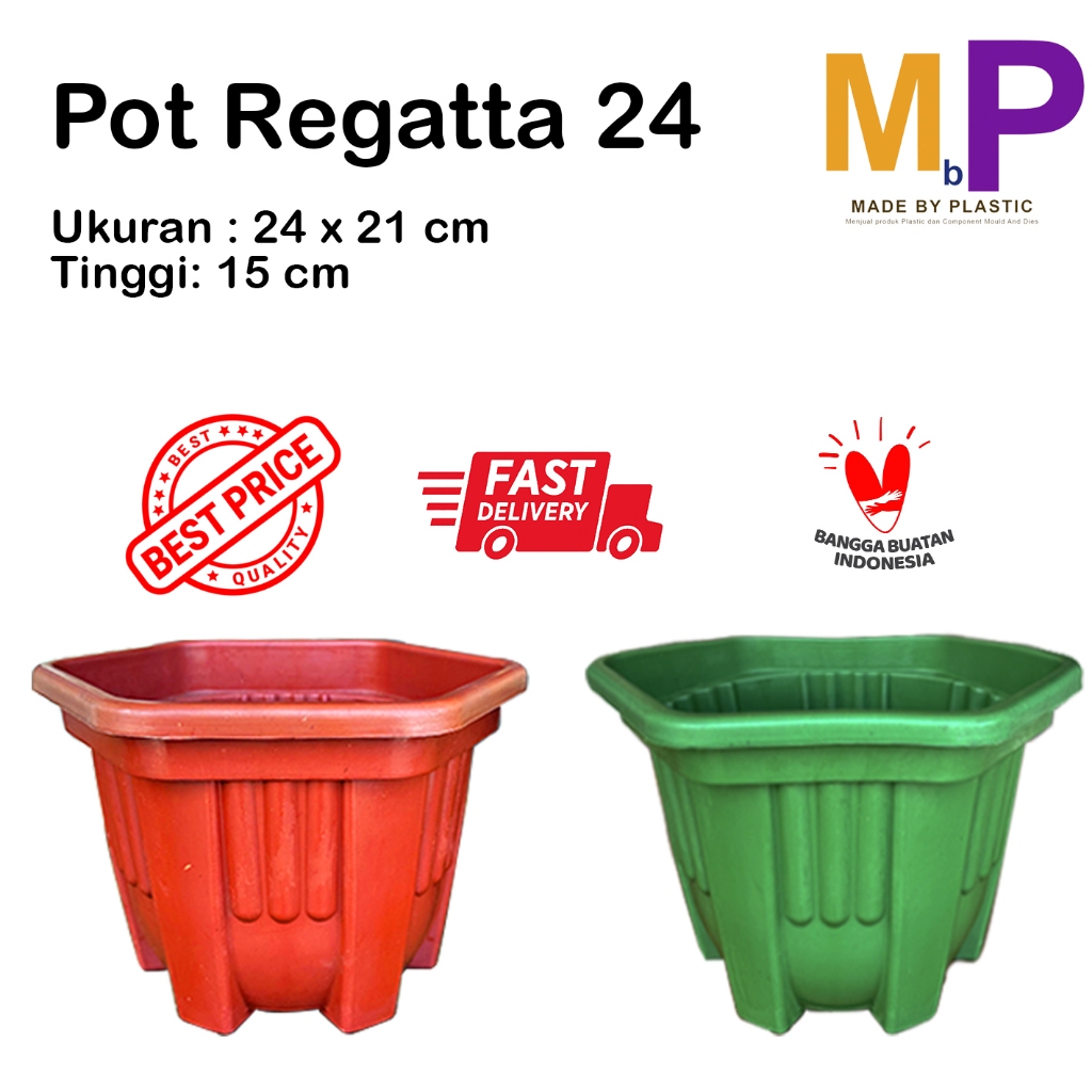 Pot Bunga Tanaman Plastik Warna Segi Enam 25 cm