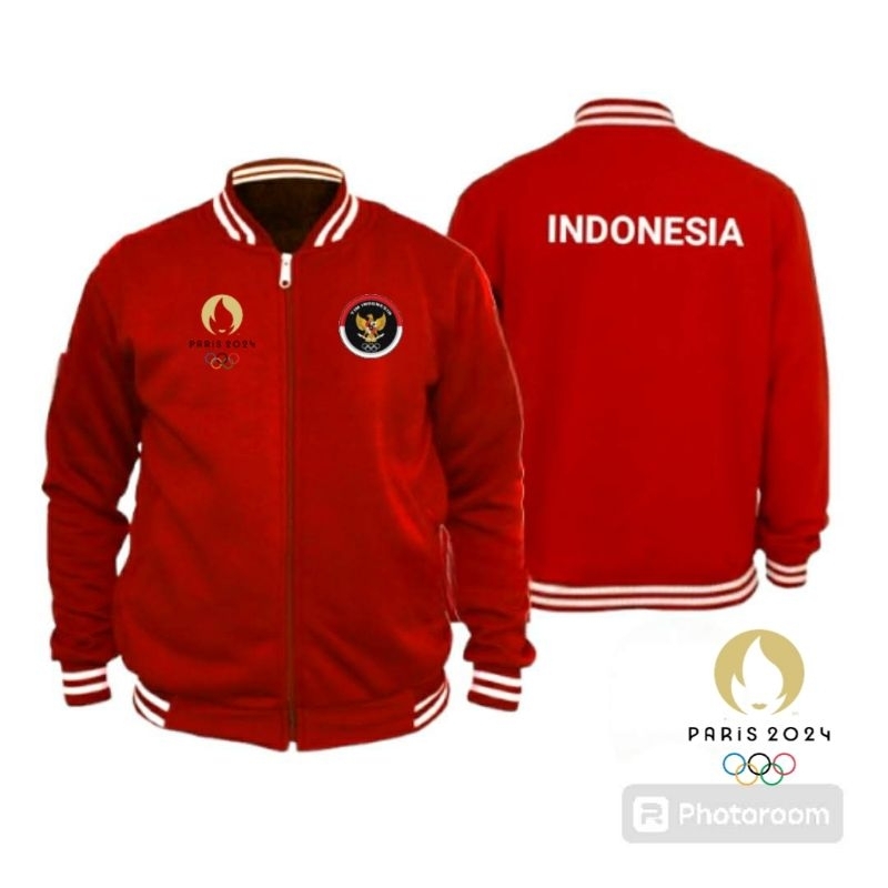 Jaket olahraga baseball Tim Indonesia Olimpiade Dewasa Unisex