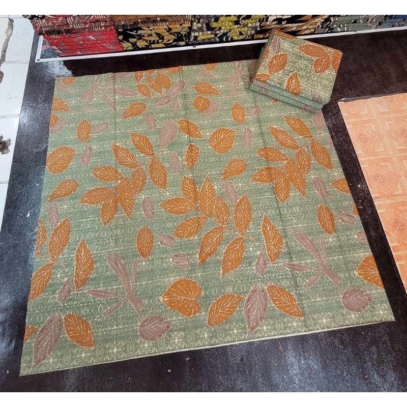 TERMURAH KAIN BATIK SOLO ECOPRINT DAUN HIJAU C226