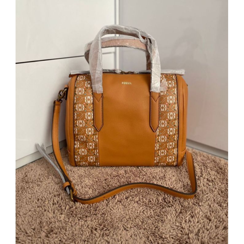 tasFossill Sydney Satchel Tan Floral tan m