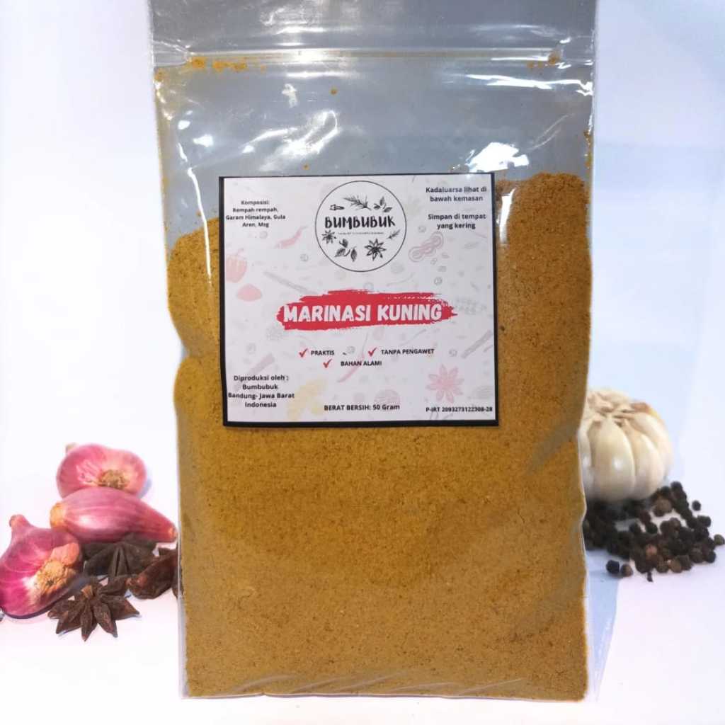

Bumbubuk Bumbu Marinasi Kuning / Marinasi Ikan / Marinasi Tempe Tahu / Bumbu Rendaman / Bumbu Racikan / Bumbubuk