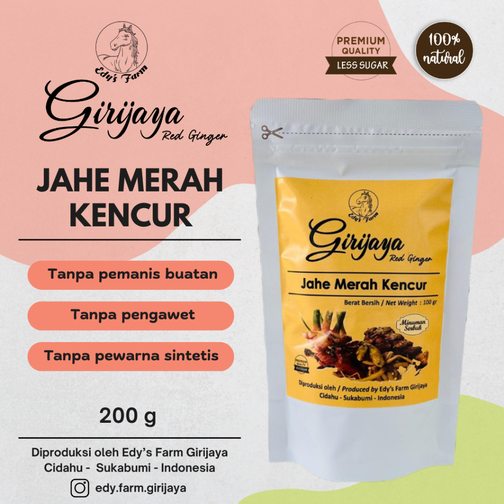 

Jahe Merah Kencur Instan Premium Less Sugar 200gr - Girijaya Red Ginger