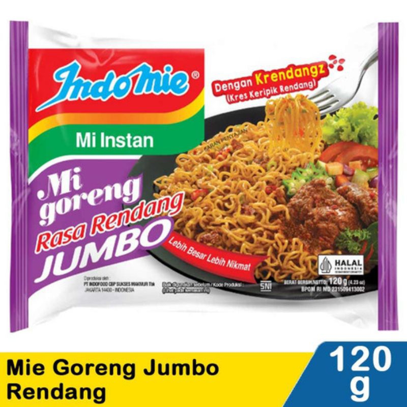 

NOODLES/MIE INSTANT INDOMIE GORENG JUMBO RASA RENDANG SATUAN