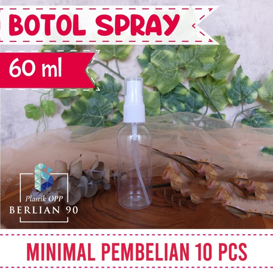 Botol Spray 60 ml Botol Plastik Minyak Wangi Botol Plastik Spray / Botol Antis  Facemist Saffron / G