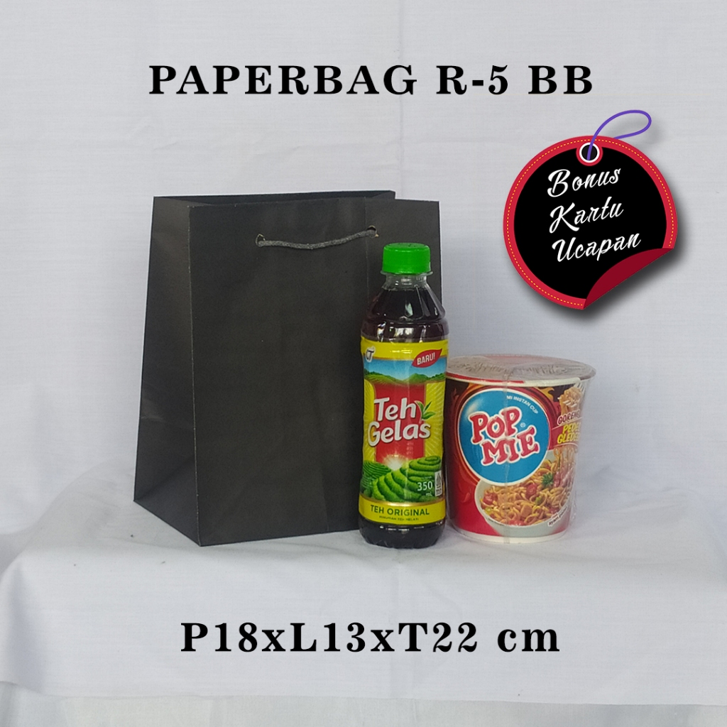 

PAPERBAG BONUS KARTU UCAPAN UKURAN R-5 BB (P18 X L13 X T22 CM) UNTUK POPMIE BESAR TEH BOTOL DLL