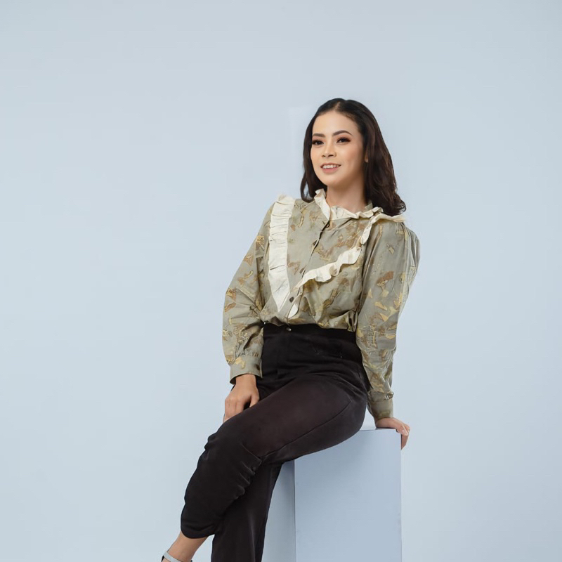 Livy Blouse Ecoprint Blouse Kerja Wanita