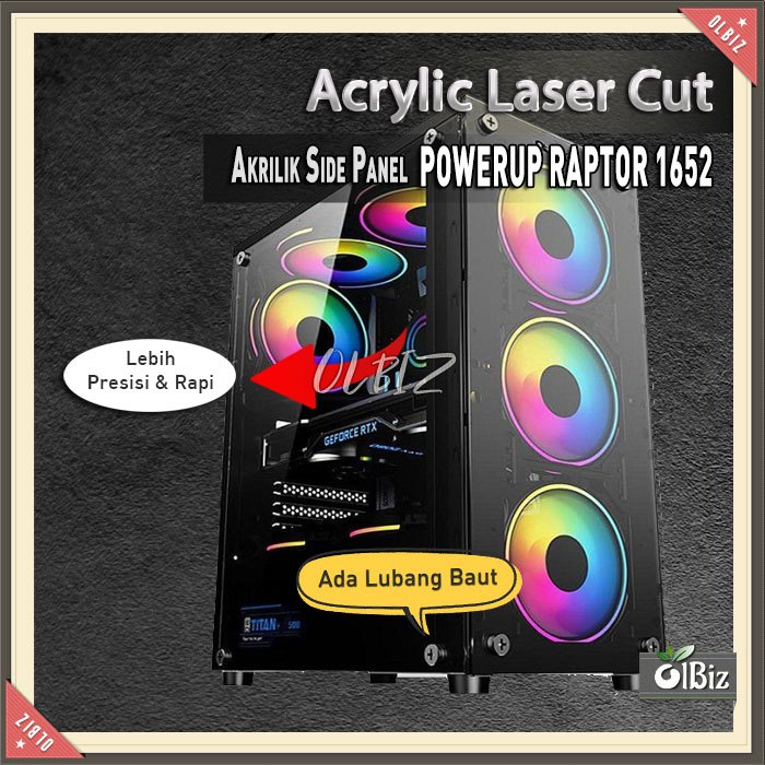Tutup Kesing Casing Power Up Raptor Black Strike 1652 Akrilik Acrylic Side Panel Power Up Raptor Bla