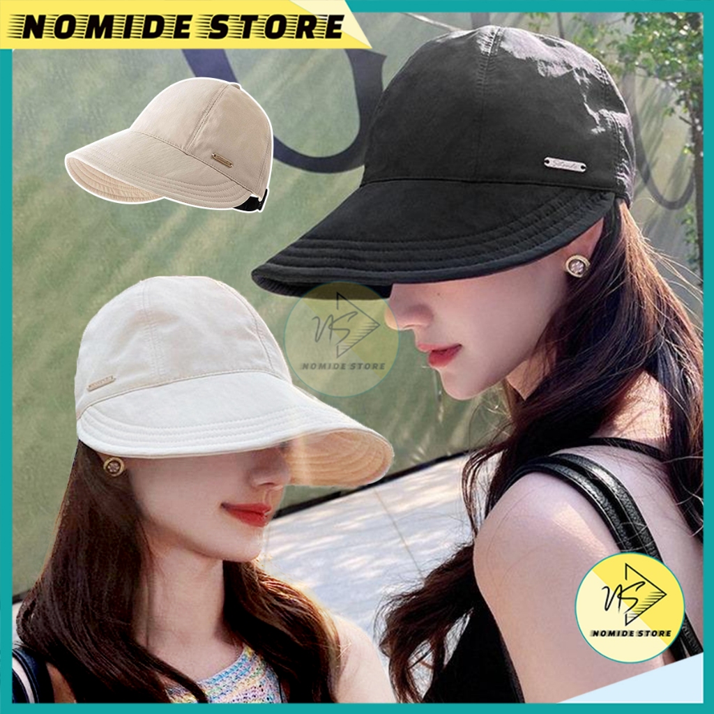 Topi Pantai Wanita Korea Bucket Hat Visor Anti Sinar UV Model Lipat Fashion Musim Panas Outdoor
