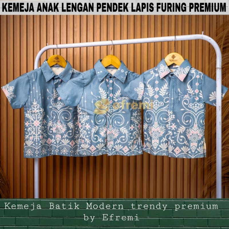 KEMEJA BATIK ANAK/KEMEJA BATIK SATIN PREMIUM//KEMEJA SARIMBIT KELUARGA/ COUPLE FAMILY