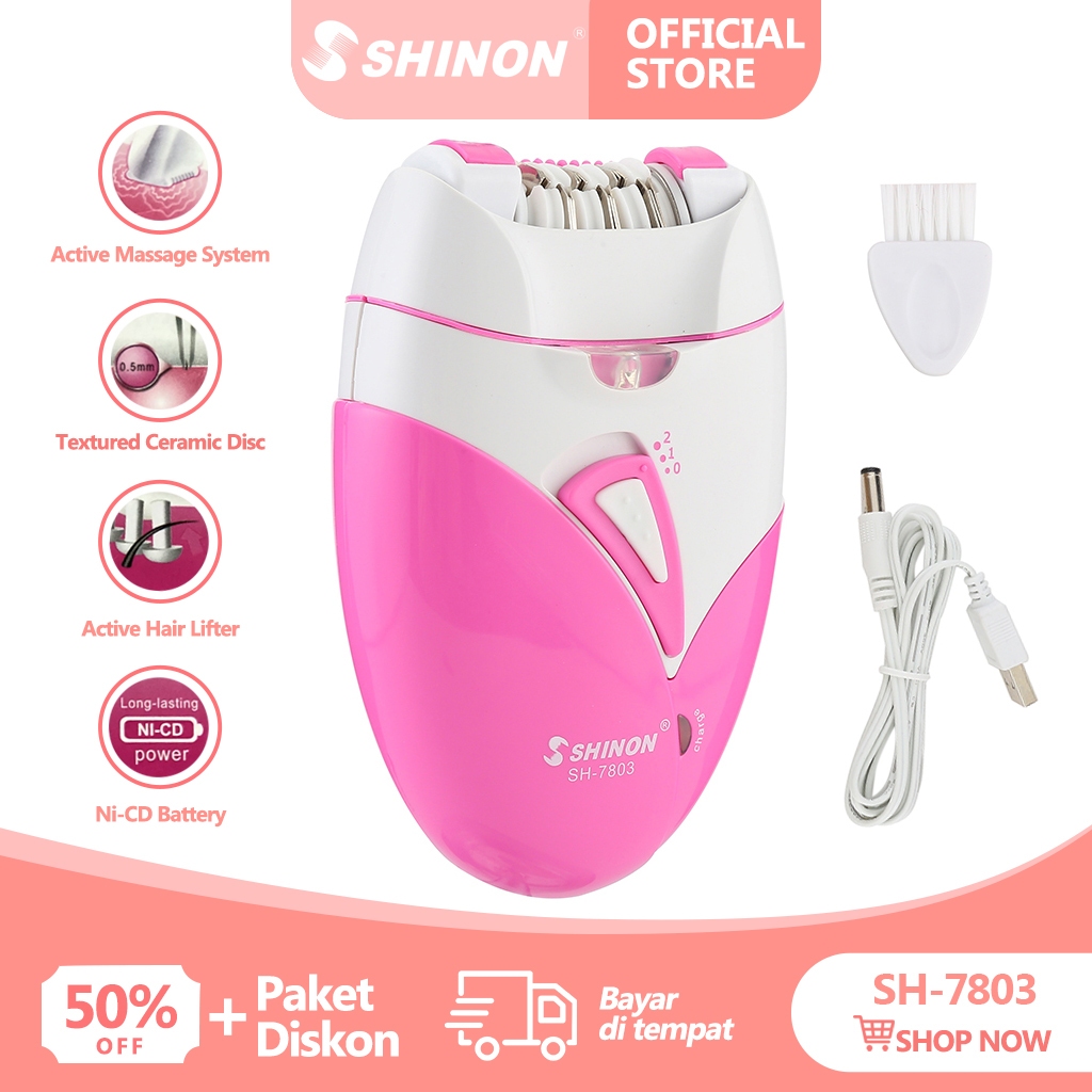 SHINON SH-7803 Epilator Pencabut Bulu Elektrik / Pencabut Ketiak Wanita Mini Epilator Portabel Rambu