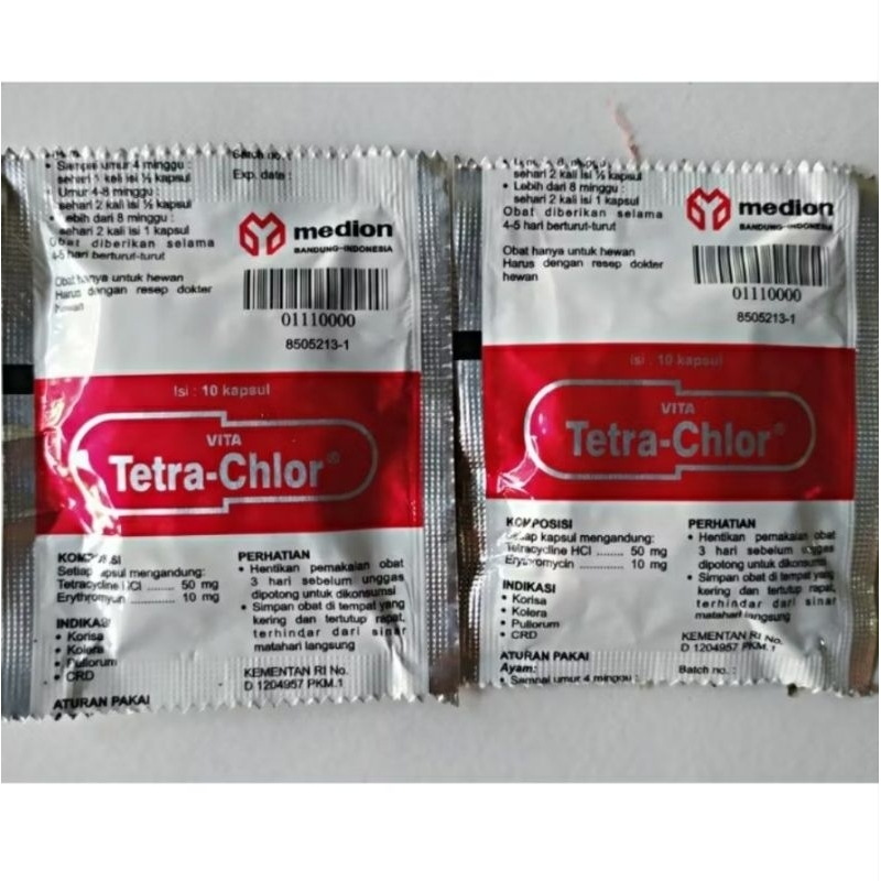 Tetra-Chlor Sachet 10 Kapsul Obat Vitamin Ayam/Unggas Vita Tetra-Chlor