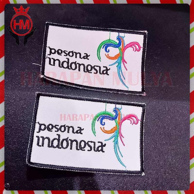 Emblem Pesona Indonesia Bordir Warna Putih Murah Pariwisata - Harapan Mulya