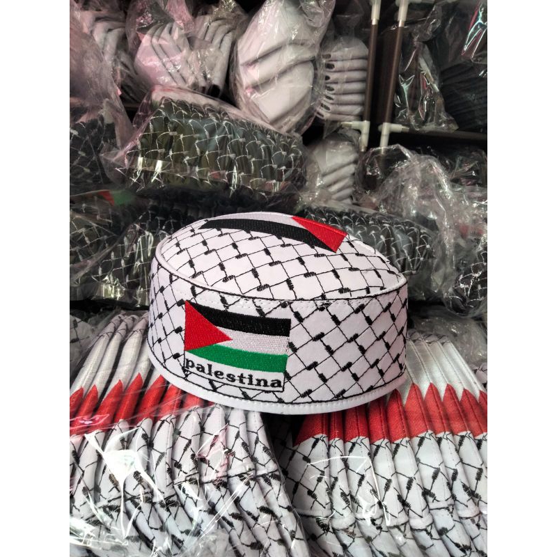 peci kopeah terompah Malaysia anak dewasa logo Palestine/peci Malaysia bordir palestin