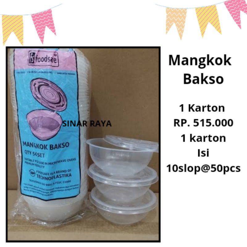 1dus/karton 500pcs Mangkok Bakso Plastik + Tutup / Mangkok Bakso 650 Ml / Tempat Bakso / Mangkok Kua