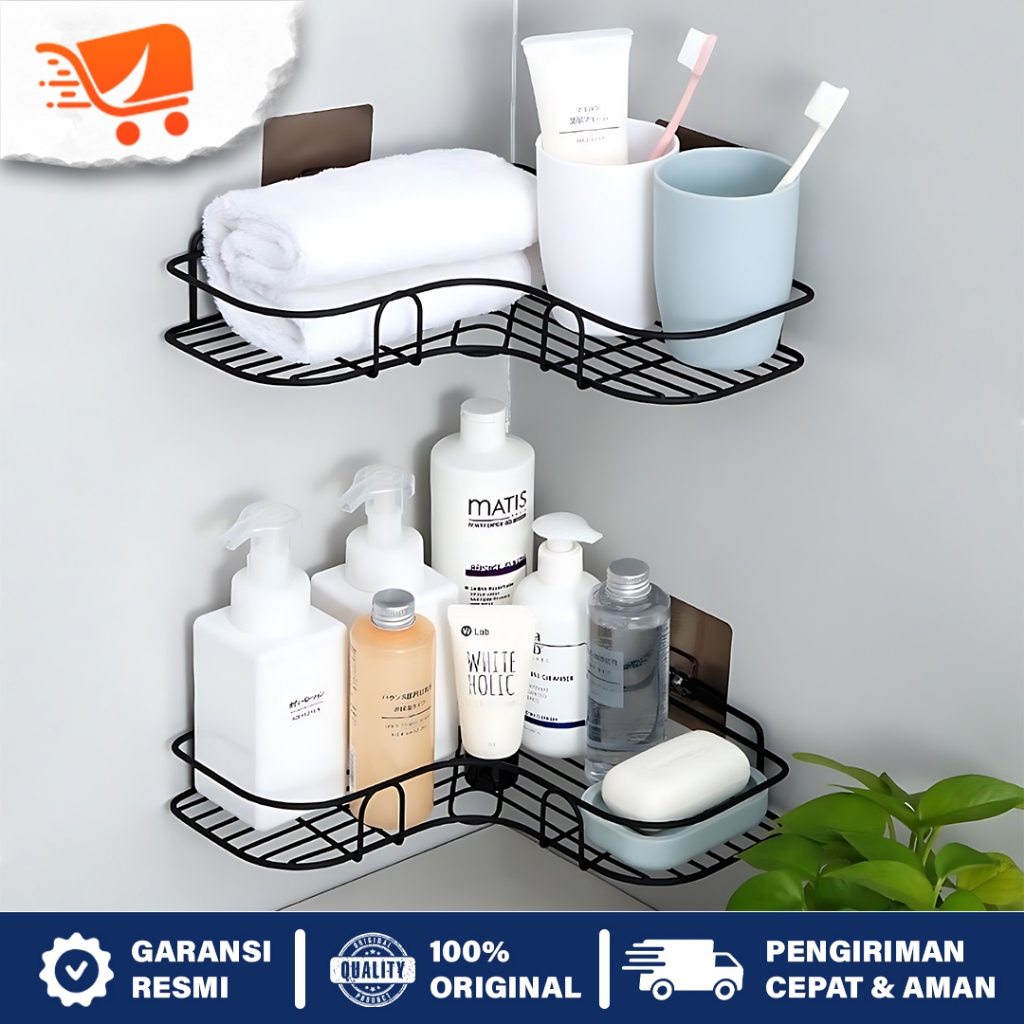 Rak Sudut Kamar Mandi Tempel Dinding Keramik Tanpa Paku