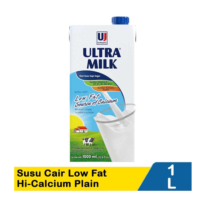 

ultra milk susu cair low fat tersedia varian original dan coklat 1 liter