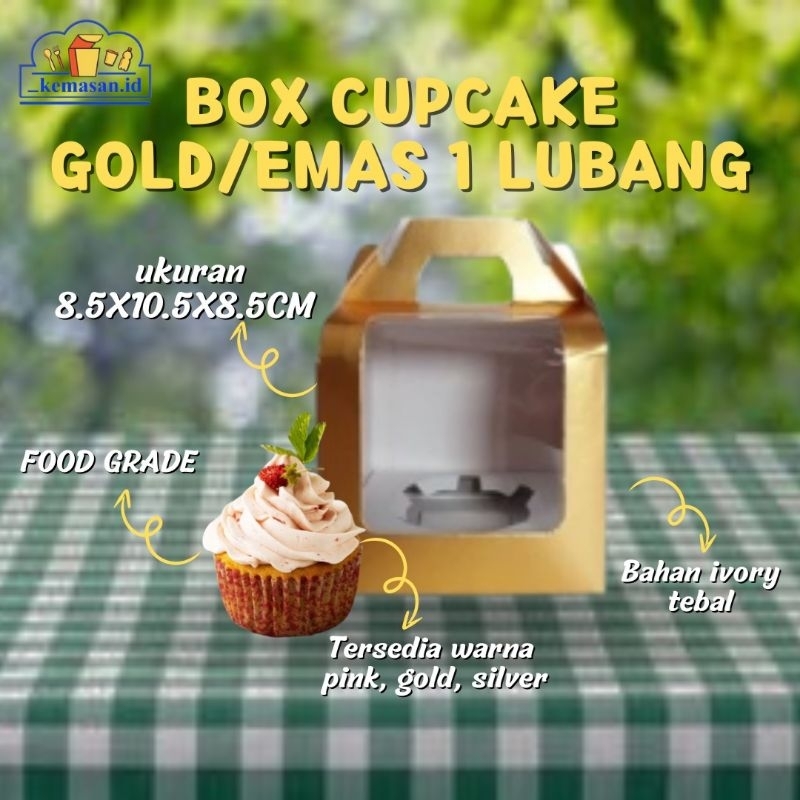 

BOX CUPCAKE GOLD/EMAS 1 LUBANG 8.5X10.5X8.5CM 1 PC-CC1HE[1 PAX 10PCS]