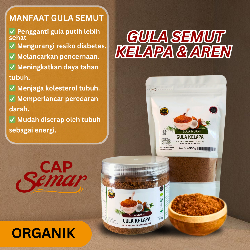 

[ PAKET HEMAT ] Gula Kelapa Semut Organik Murni ASLI Nira Kelapa Kemasan Toples + Pouch | Manis Alami Gula Sehat
