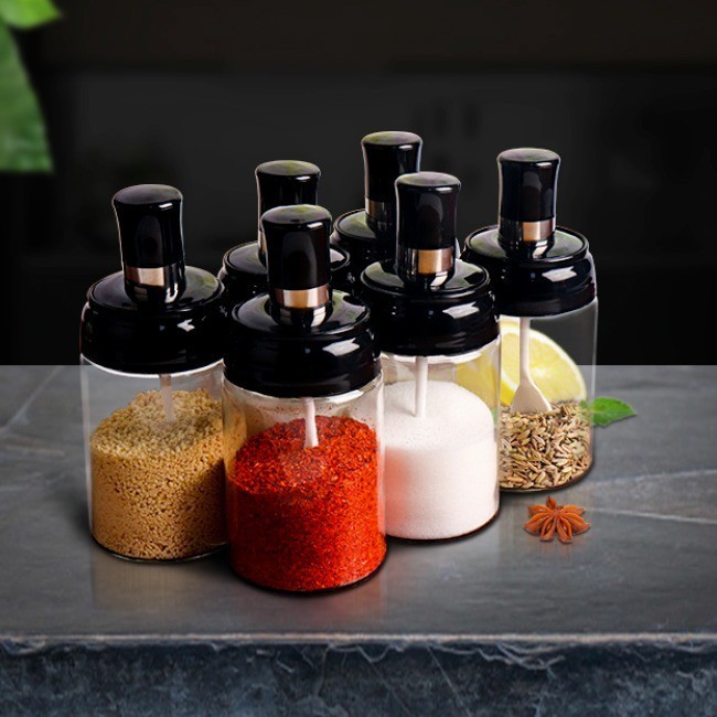 Botol Kaca Tempat Minyak Garam Bumbu Dapur Anti Debu Tempat Bumbu