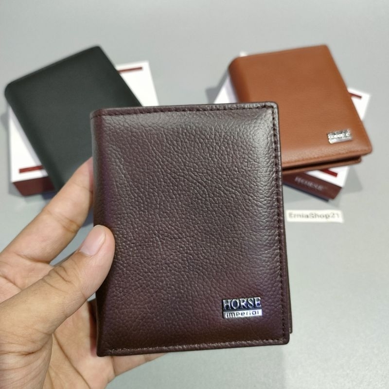 Dompet Kulit Sapi Asli Original IMPERIAL HORSE Motif Lipat Buku/Berdiri Polos Kode-0100