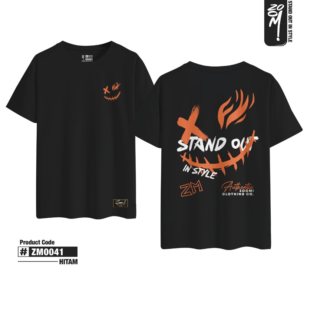 ORI Zoomi Baju Motif Stylish Bahan Katun Ringan 24s ZM0041 Smile Face Pria Wanita