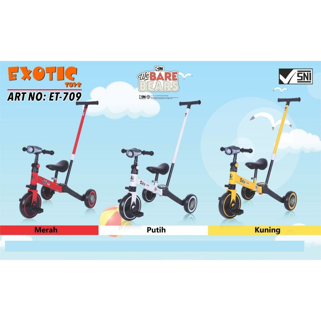 EXOTIC ET 5511 ET-5511 ET 709 ET-709 ( 4 in 1 ) Bisa Jadi Balance Bike Push Bike Sepeda Anak Roda Ti