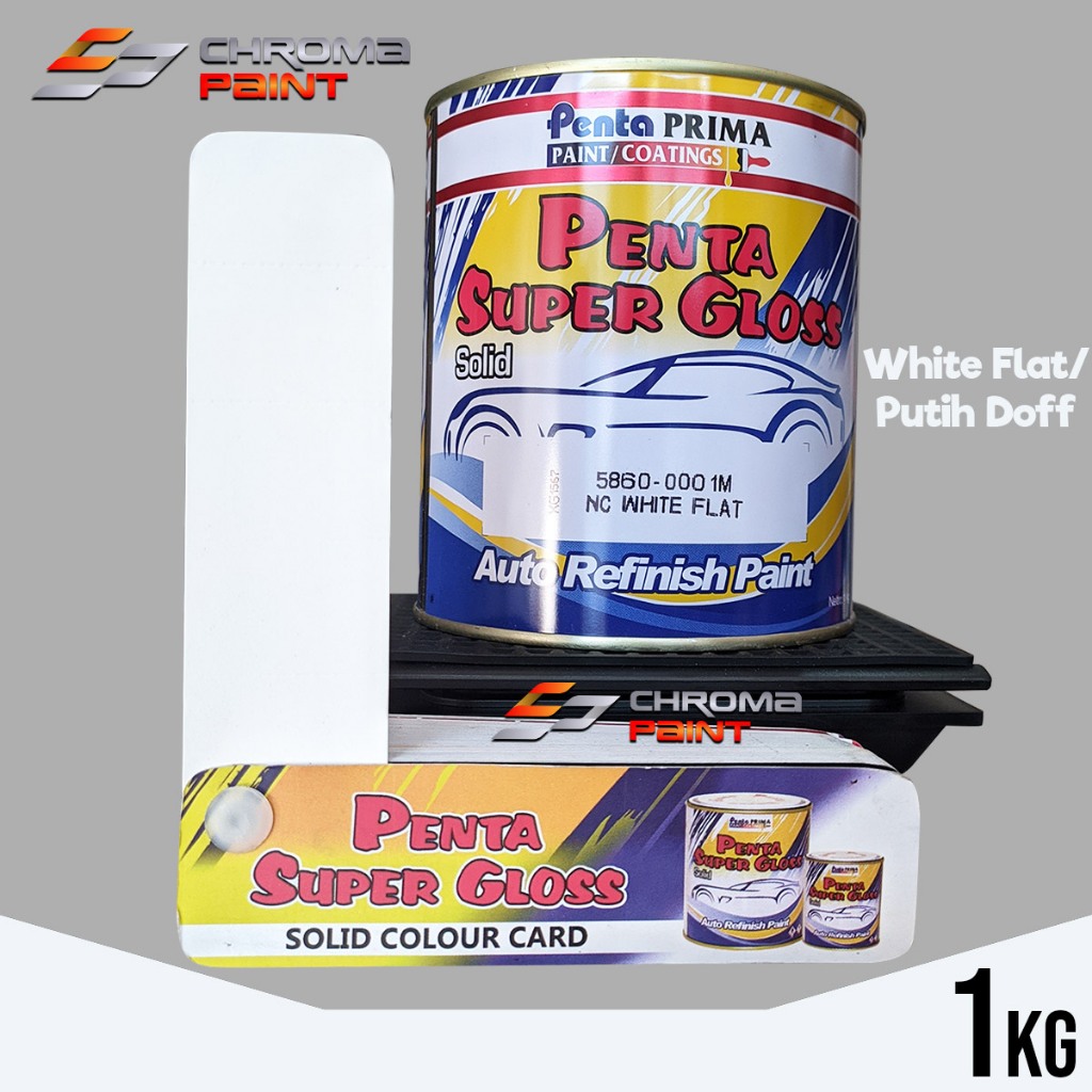 Cat Penta Super Gloss NC Solid White Flat - Putih Doff - Cat Duco Mobil dan Motor Pentaglos