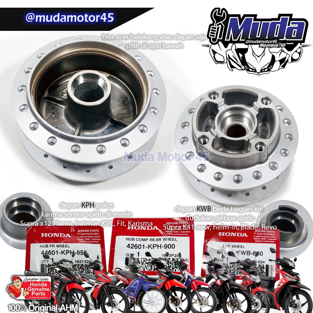 TROMOL DEPAN OR BELAKANG KARISMA SUPRA X 125 BLADE REVO FIT 44601-KPH-KWB 42601-KPH-900 44601KPH950 
