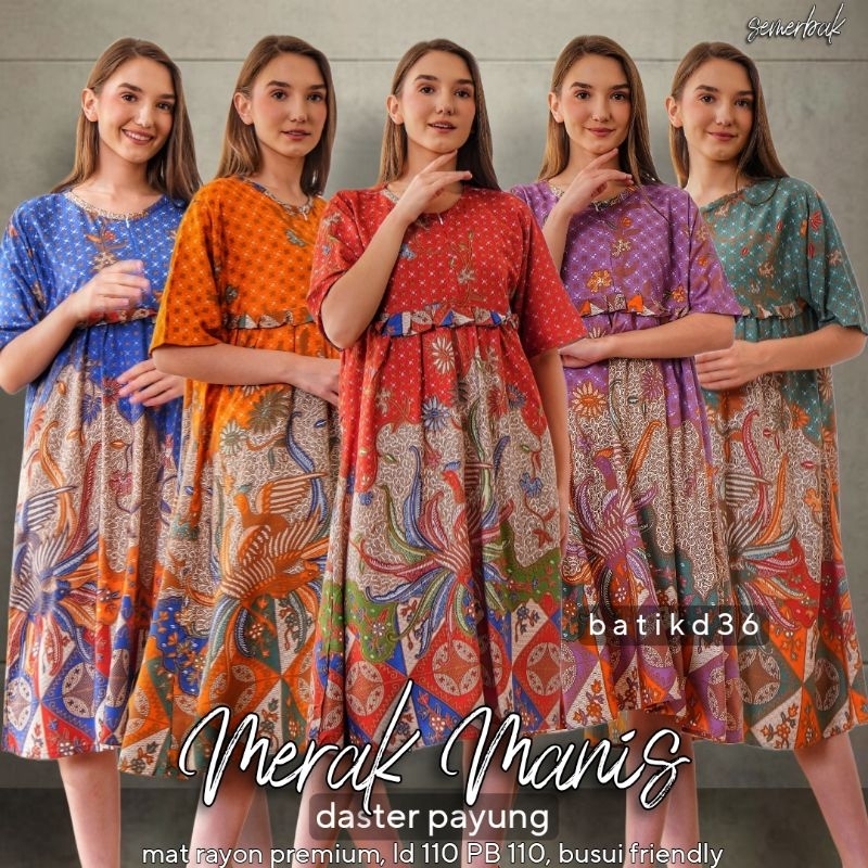 (Semerbak) Daster batik etnik payung wanita busui rayon murah kekinian adem baju tidur unik modern r