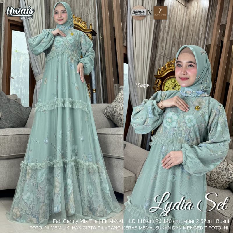 Gamis Wanita Lydia Dress Original By Uwais/ Gamis Premium Murah Berkualitas