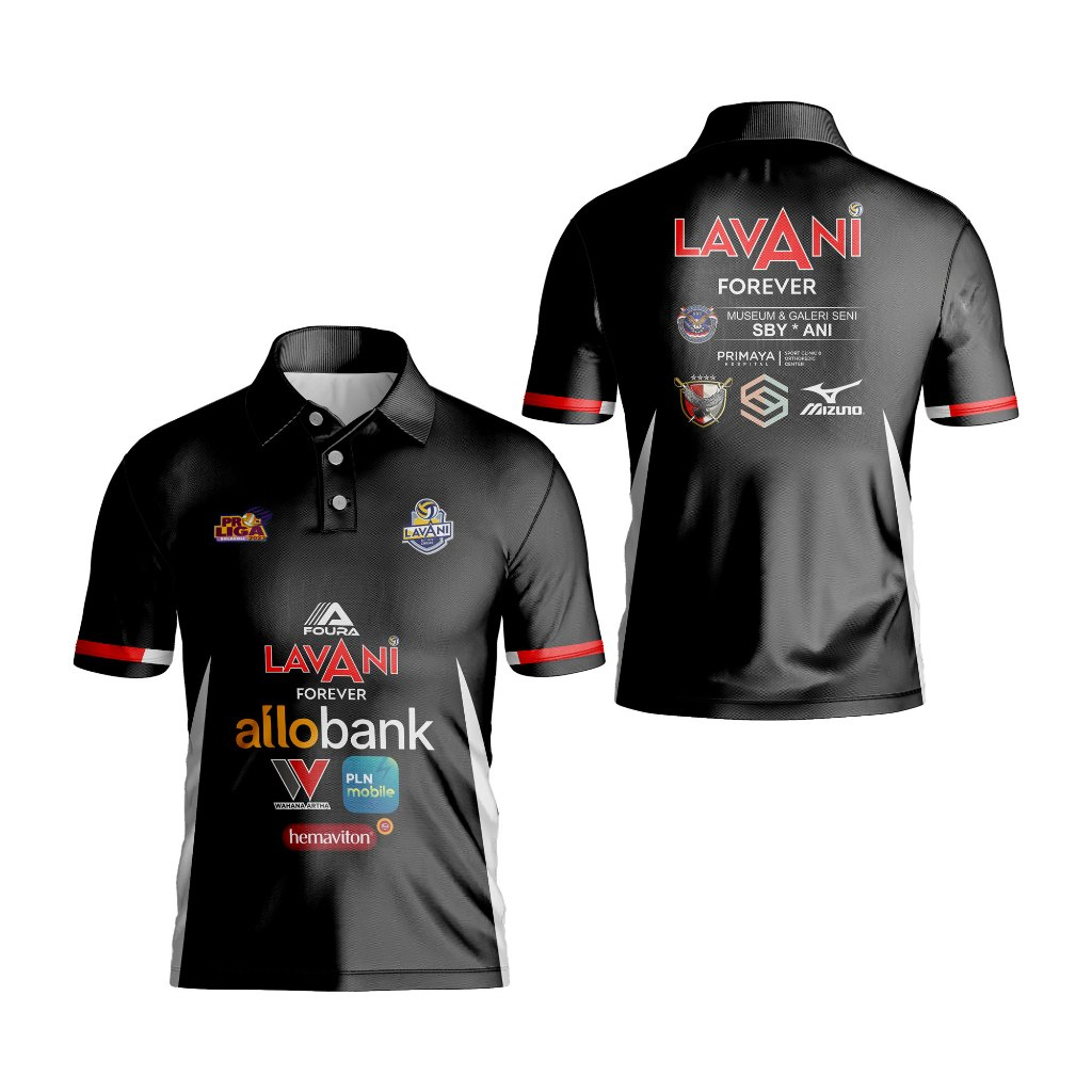 Kaos Polo Voli Proliga Bogor LavAni Hitam Custom Full Printing