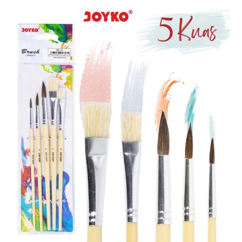 

1 SET!! 5 Pcs KUAS LUKIS JOYKO BR-16 KUAS WATER ACRYLIC COLOUR