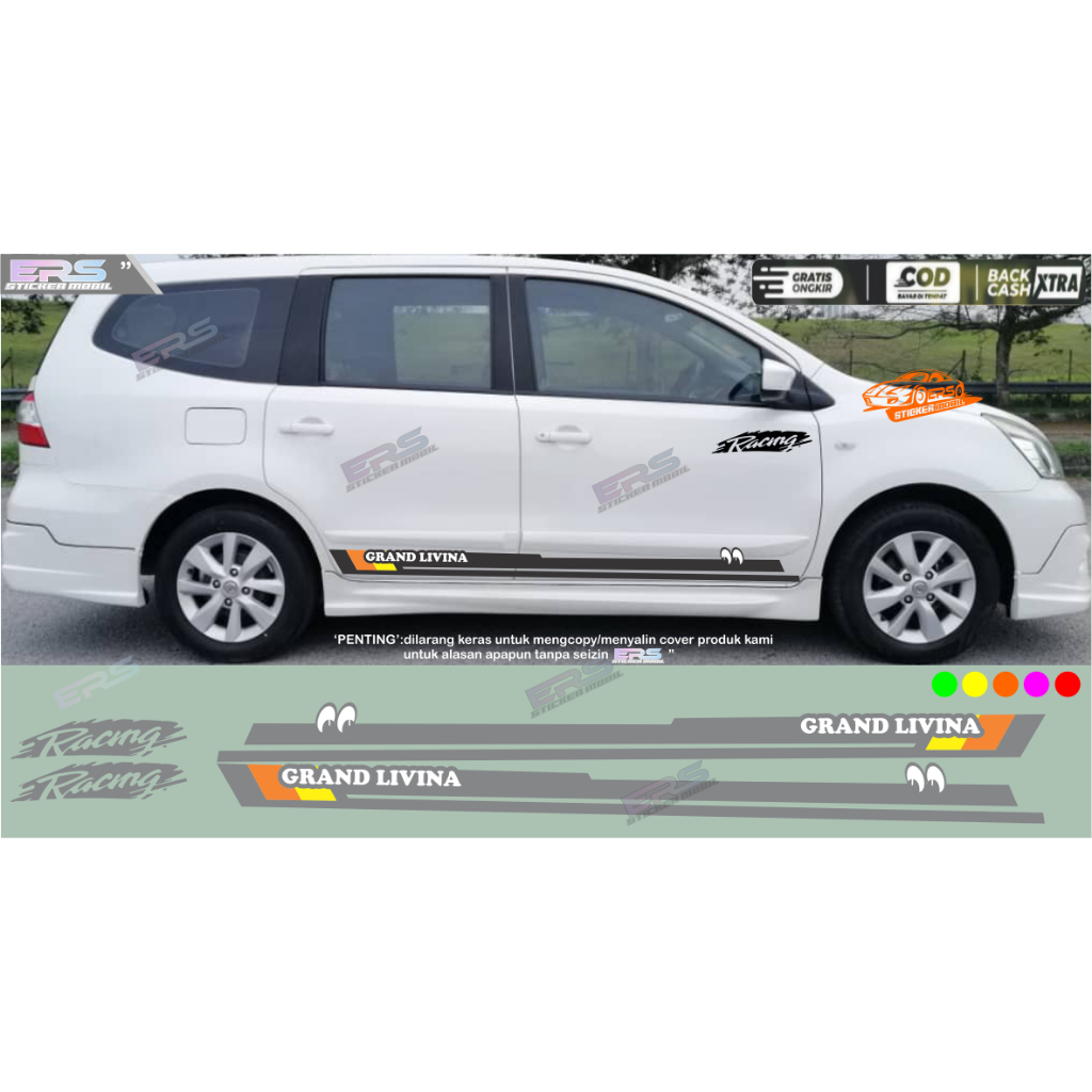 STICKER STIKER MOBIL NISSAN GRAND LIVINA MOTIF MATA LIST TERBARU ERS STIKER MOBIL