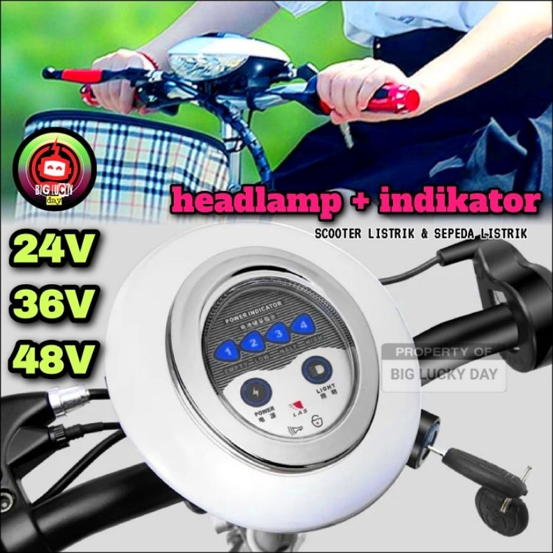 KODE P77D HEADLAMP UNIVERSAL 24V 36V 48V BATOK LAMPU INDIKATOR SCOOTER LISTRIK MR JACKIE S898 SEPEDA