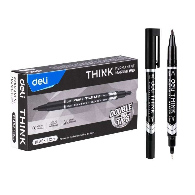 

(1 pcs) SPIDOL 2 IN 1 KECIL PERMANENT DELI ( 1 SISI SPIDOL,1 SISI PULPEN) TINTA HITAM SATUAN