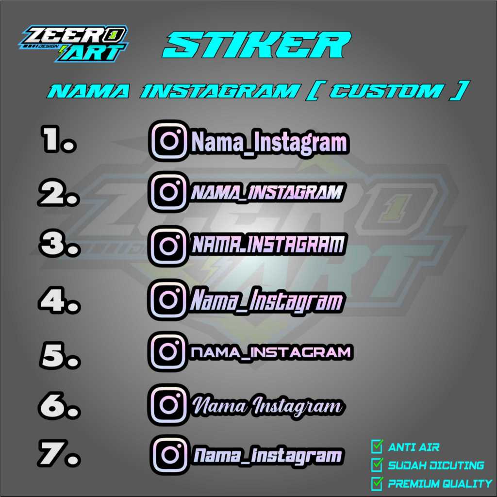 [ COD ] Stiker nama ID Instagram Custom Hologram / Sticker /setiker /stiker motor /racing