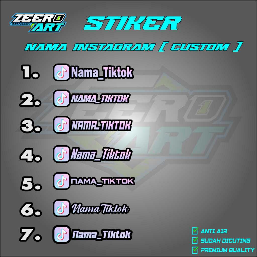 [ COD ] Stiker nama ID Tiktok Custom Hologram / Sticker /setiker /stiker motor /racing