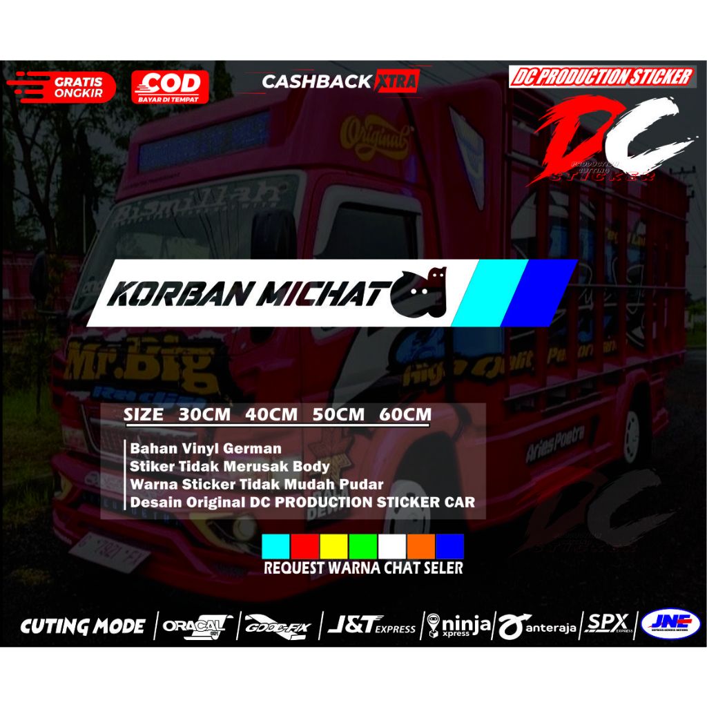 Promo terlaris cuting stiker buat kaca mobil truck pickup L300 sticker korban michat